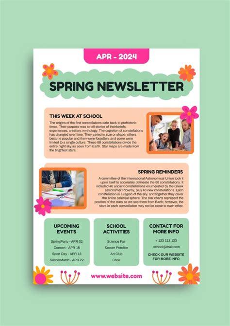 Design this Pastel Hand-drawn Our School Spring Newsletter template online