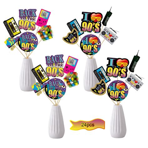 Buy 24 Pieces 90s Party Decorations 1990s Centerpiece Sticks Party ...