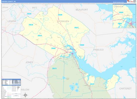 Wall Maps of Craven County North Carolina - marketmaps.com