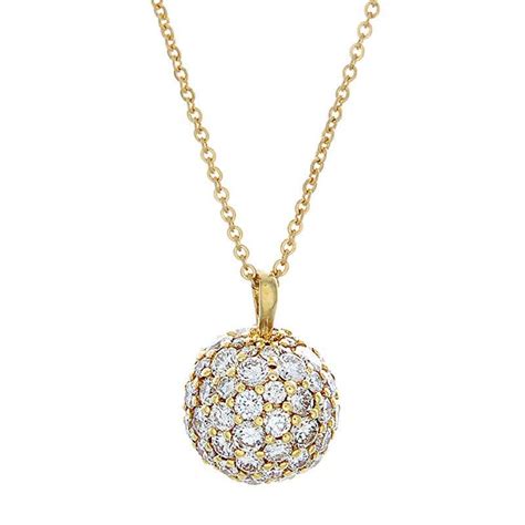 Diamond Gold Ball Pendant at 1stDibs | gold ball pendant with diamonds