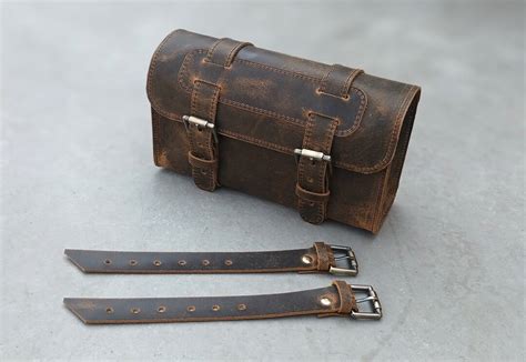 Motorcycle Vintage Leather Handlebar Bag Leather Saddle Bag - Etsy