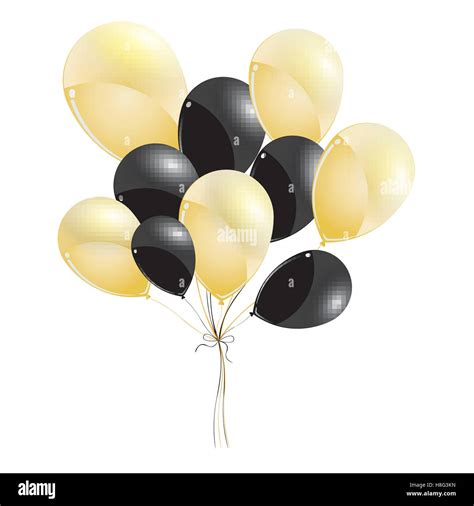 balloons, gold balloons, black balloons, birthday, celebration, colorful, transparent, vector ...