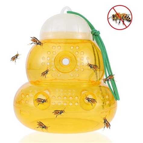 Wasp Traps, Yellow Plastic Wasp Trap, Hanging Outdoor, Outdoor Wasp and Hornet Traps, Reusable ...