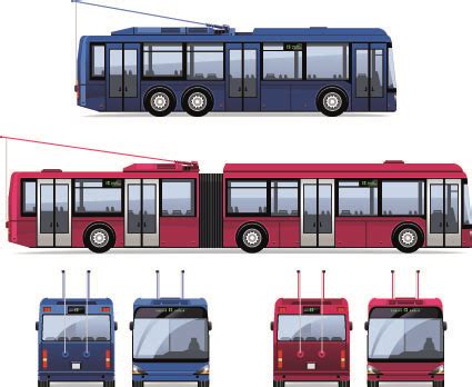 Realistic trolleybus design vector free download