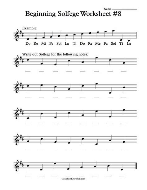 Free Solfege Worksheets for Classroom Instruction – Michael Kravchuk