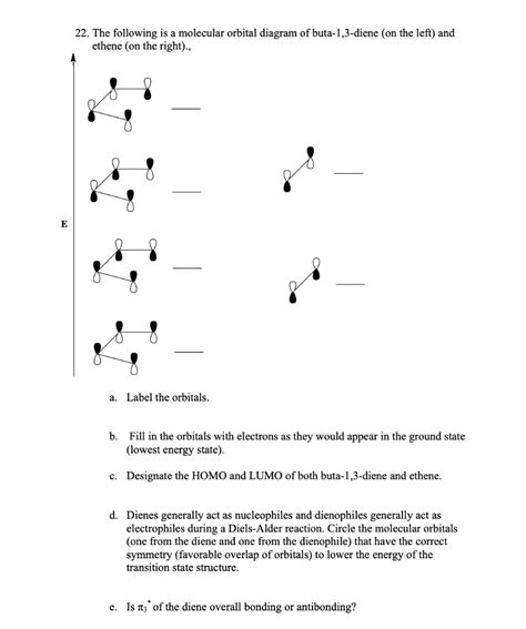 SOLVED: 22. The following is a molecular orbital diagram of buta-1,3-diene (on the left) and ...