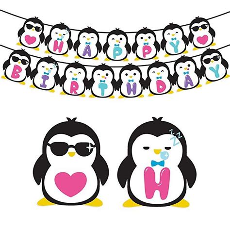 Kreatwow Penguin Birthday Party Supplies - Penguin Happy Birthday ...