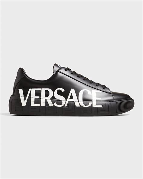 Versace Men's Logo Leather Low-Top Sneakers | Neiman Marcus