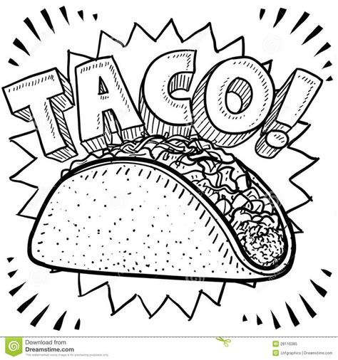 Gallery For > Taco Clip Art Black And White | Food coloring pages, Taco ...