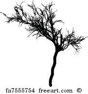 Free art print of Black silhouette willow tree without leaves. Black silhouette illustration ...