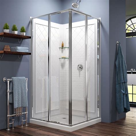 DreamLine Cornerview 36 in. x 36 in. x 76.75 in. Corner Sliding Shower ...