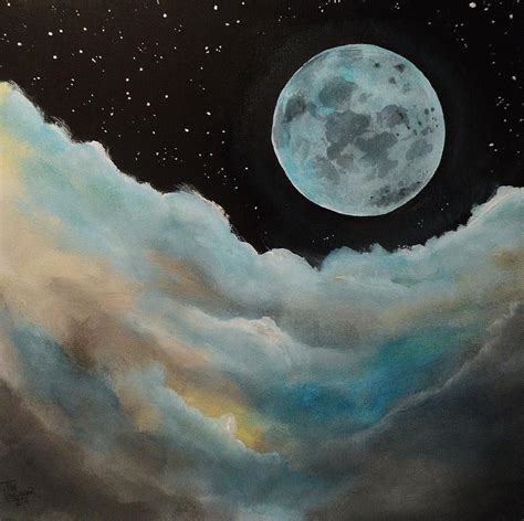 Moon acrylic Paintings | Blue Moon Painting by Tim Loughner - Blue Moon Fine Art Prints and ...