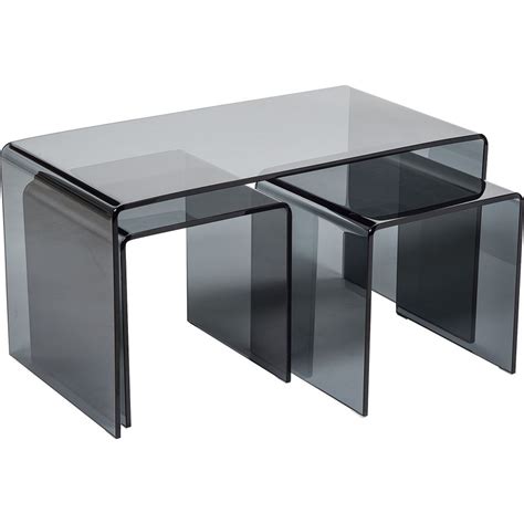 Modena Set of Glass Coffee Tables | Black Glass