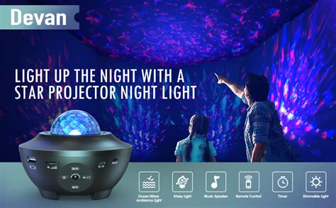 Devan Star Galaxy Light Projector Ocean Wave LED Night Light Lamp with Remote Control Colors ...