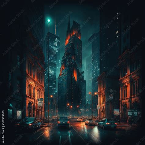 Cyberpunk Style Night City Concept Art illustration Stock Illustration ...