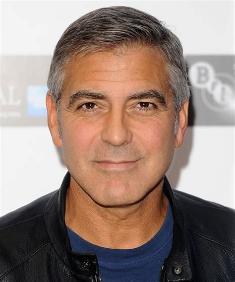 George Clooney Short Straight Formal Hairstyle - Light Salt and Pepper Grey Hair Color