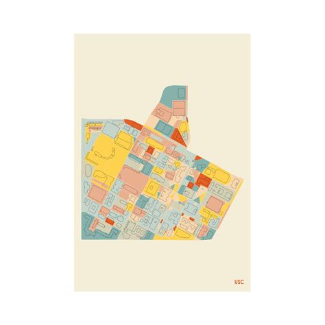 University of Southern California Campus Map Fine Art Giclée Print ...