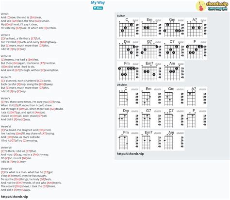 Chord: My Way - tab, song lyric, sheet, guitar, ukulele | chords.vip