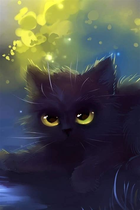 黒猫のイラスト | iPhone壁紙ギャラリー