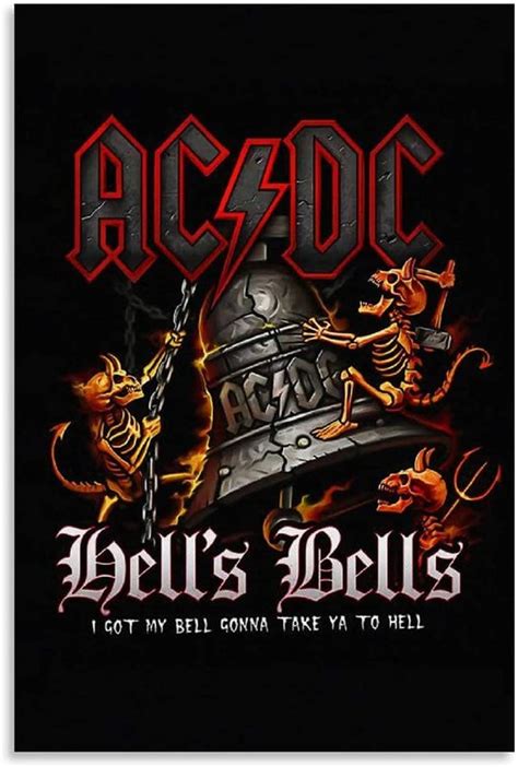 HULANG ACDC Hells Bells Tattoo Canvas Art Poster and Wall Art Print ...