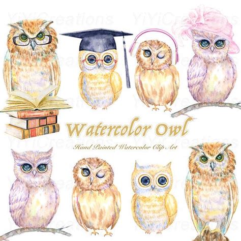 Graduation Clip Art Watercolor Owl Family Clipart Midnight | Etsy in ...