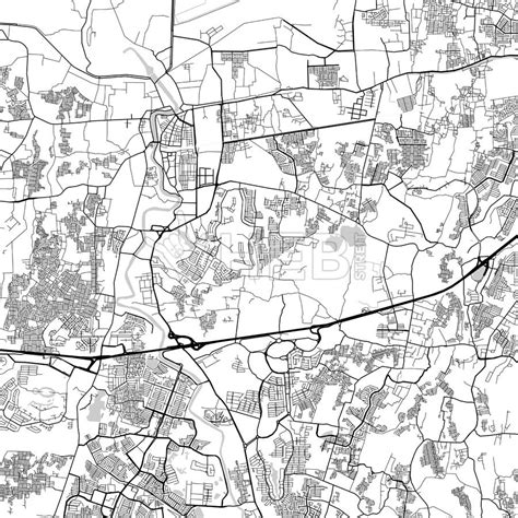 Tangerang, Banten, Canada, downtown city map in light version with many details for high zoom ...