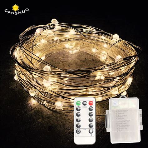 5/10M Waterproof Remote Control Fairy Lights AA Battery LED Lights ...