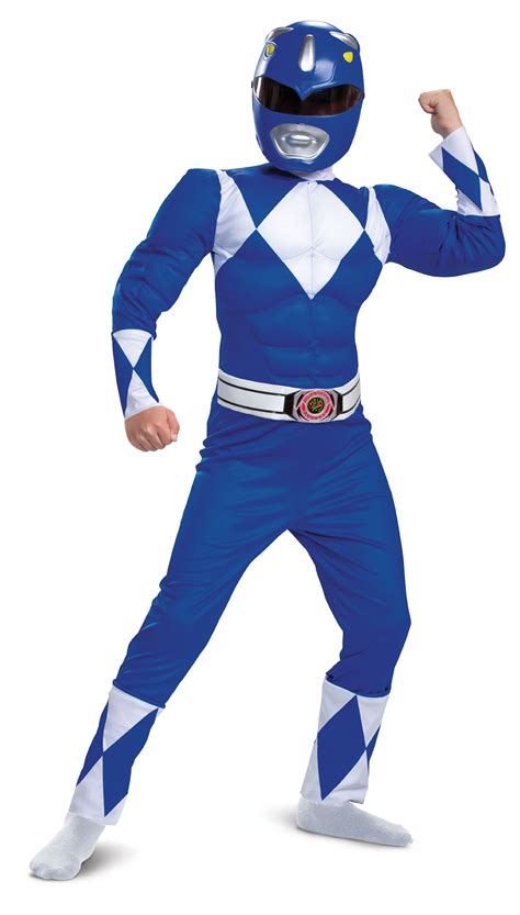 Buy Disguise Power Rangers Mighty Morphin Boys Classic Blue Ranger Muscle Halloween Costume ...