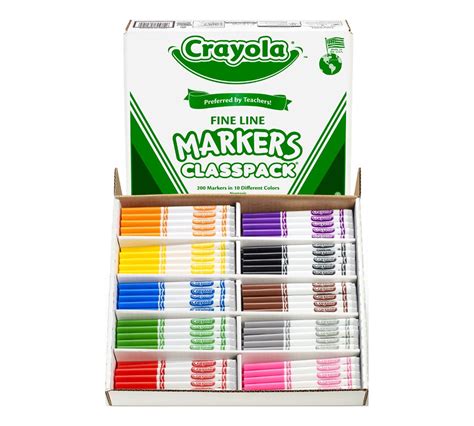 200 Count Crayola Fine Line Markers Classpack, 10 Colors | Crayola