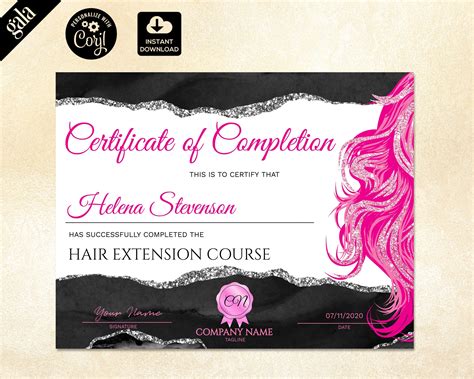 Certificate of Completion Hair Extension Certificate - Etsy España