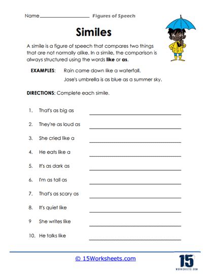 Figures of Speech Worksheets - 15 Worksheets.com - Worksheets Library