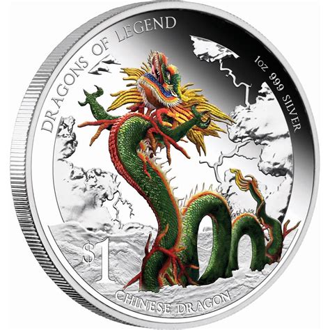 DRAGONS OF LEGEND - CHINESE DRAGON 2012 1OZ SILVER PROOF COIN - Western ...