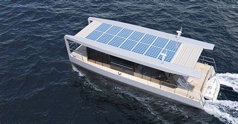 max zhivov integrates solar panels and wind turbines in houseboat design