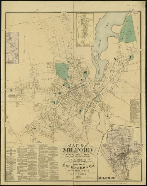 Map of Milford : town of Milford Worcester Co. Mass : from actual surveys and records - Digital ...