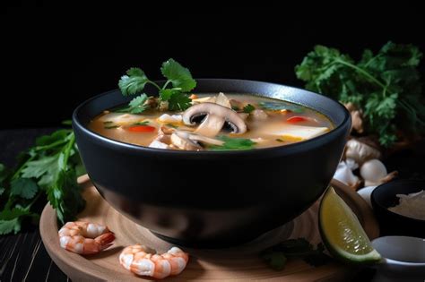 Premium AI Image | Bowl of tom yam soup with extra ingredients for ...