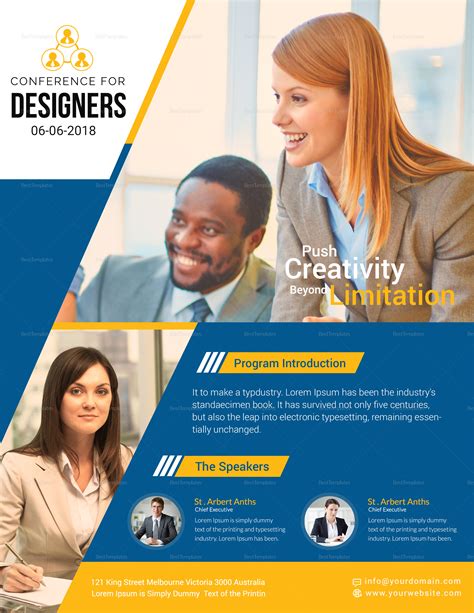 Business Conference Flyer Design Template in PSD, Publisher, Word