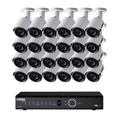 Lorex 32-Channel 4K 8TB HDD Surveillance NVR System with 24 Super HD 4MP Indoor/Outdoor Wired ...