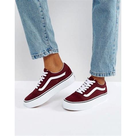 Vans Old Skool Platform Trainers In Burgundy (€82) liked on Polyvore featuring shoes, sneakers ...