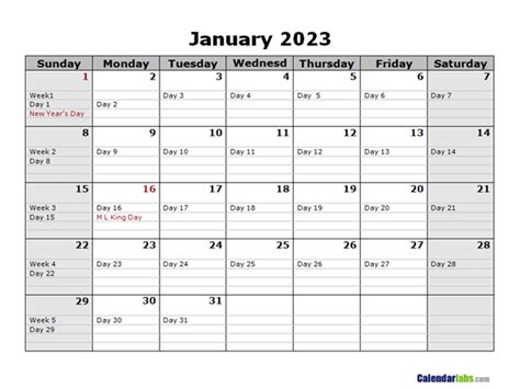 2023 Monthly Julian Calendar Landscape - Free Printable Templates