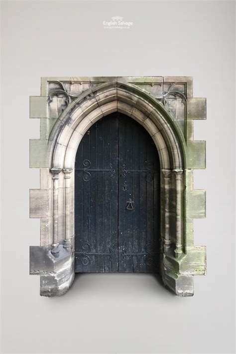 Gothic Arched Double Door & Stone Surround