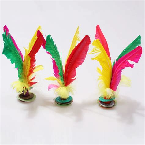 3pcs/pack Hacky Sack Foot Sports Game Original Chinese Jianzi Kick Featherball Kicking ...