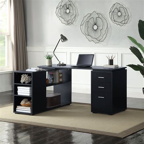 BELLEZE Trition L Shaped Computer Desk Home Office Corner Desk With Open Shelves And Drawers ...