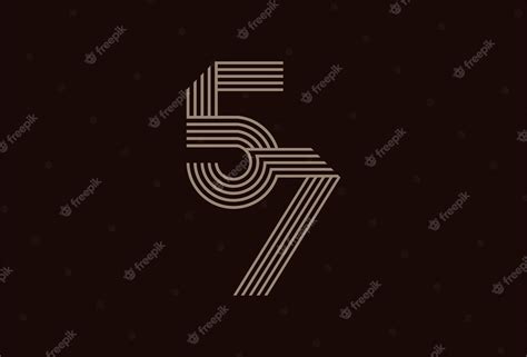 Premium Vector | Abstract 57 number logo gold 56 number monogram line style usable for ...