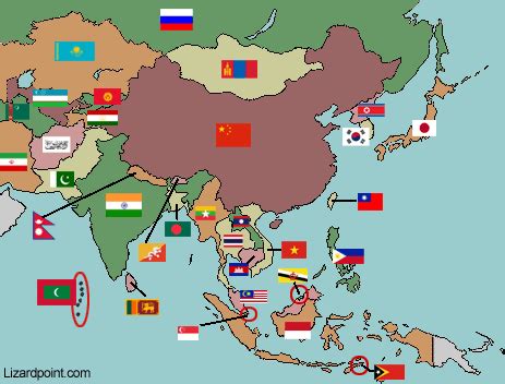 asia-flags-labeled.gif (463×352) | Geography, Geography activities, Geography map