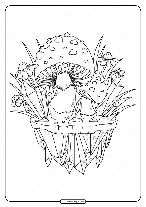 Printable Mushrooms Adult Coloring Page - 02