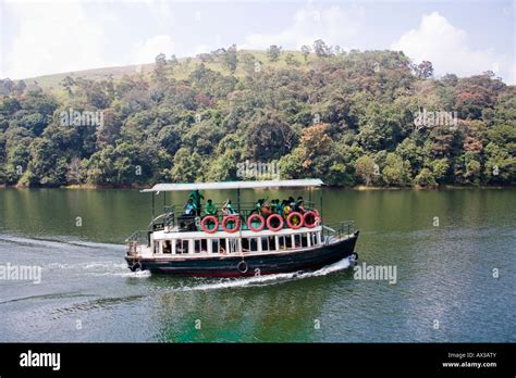 Pleasure boat, Periyar Lake, Periyar Wildlife Sanctuary, Thekkady Stock ...