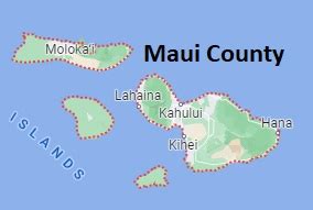 Maui County on the map of Hawaii 2024. Cities, roads, borders and directions in Maui County of ...