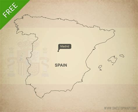 🇪🇸 Free Vector Map of Spain Outline | One Stop Map