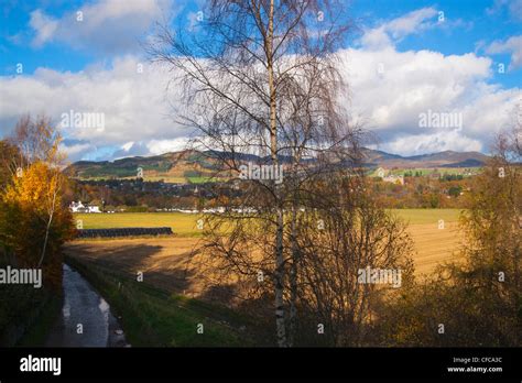 Autumn landscape colours, looking from A9 to Pitlochry, Perthshire, Scotland, UK Stock Photo - Alamy