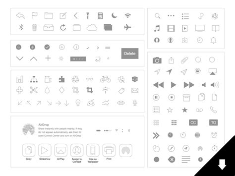 UPDATED! iOS Icons: Natives and Basics (for Sketch app) by Erica Jaclyn Stein on Dribbble